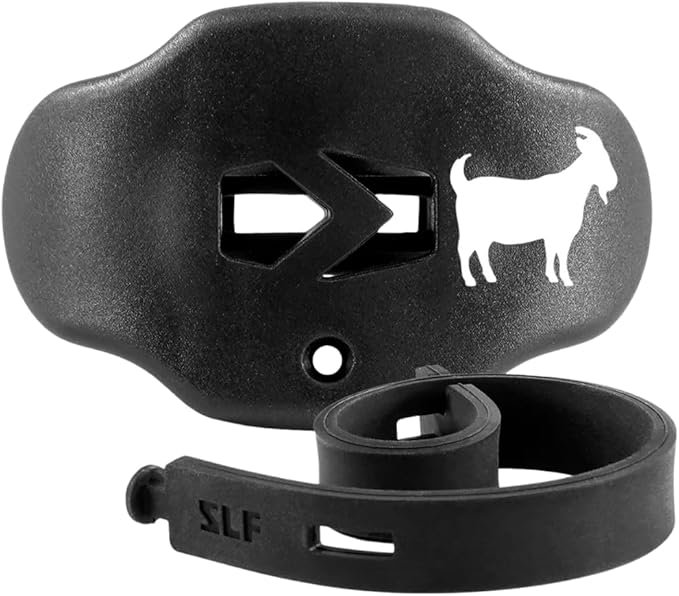SLEEFS Football Mouth Guard - Youth Mouthguard with Strap - Lip/Teeth Protector Mouthpiece - No Boil - for Youth/Adults, Maximum Air Flow, for All Sports - Goat Emoticon Black