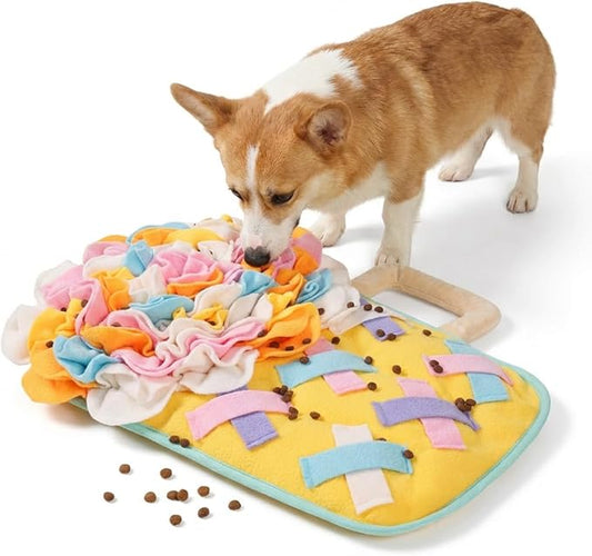 Snuffle Mat for Dogs & Puppies, Interactive Dog Puzzle Toys for Boredom & Anxiety Relief, Washable Slow Feeder Dog Bowl Mat, Non-Slip Foraging Enrichment Training Pad for All Breeds, 20.47“x18.11