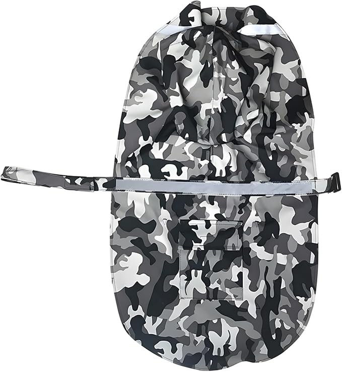 NACOCO Large Dog Raincoat Adjustable Pet Water Proof Clothes Lightweight Rain Jacket Poncho Hoodies with Strip Reflective (M, Camo Gray)