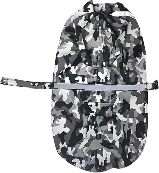 NACOCO Large Dog Raincoat Adjustable Pet Water Proof Clothes Lightweight Rain Jacket Poncho Hoodies with Strip Reflective (M, Camo Gray)