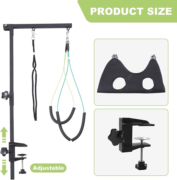 Dog Grooming Arm with Hammock 35" Adjustable Dog Grooming Or Stand with Anti-Slip Metal Clamp No-Sit Haunch Holders for Small/Medium Pets Cat(Grooming Table Not Included)