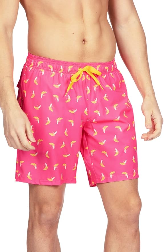 Tipsy Elves Men's Stretch Swim Trunks 7 Inch Inseam 4-Way Stretch with Mesh Liner - Quick-Dry Funny Swimwear Bathing Suit