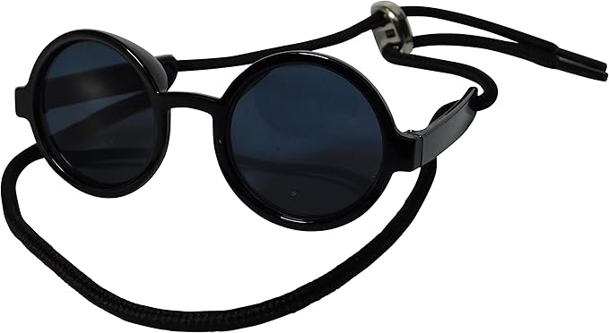 G016 Dog Cat Pet Round Sunglasses Goggles for Small Breed Dogs up to 15lbs (2-Pack Black + Pink)