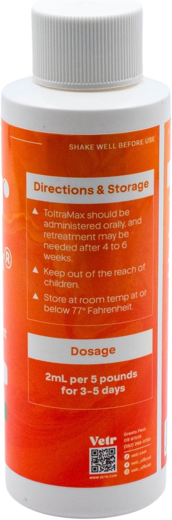 Toltrazuril 2.5% for Horses, Dogs, Cats, 120mL/4 Ounce, for Non-Food Chain Animals, Alfalfa