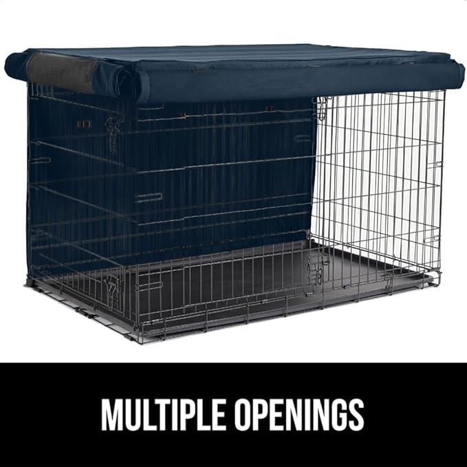 GORILLA GRIP Dog Crate Covers Compatible with Amazon Basics Dog Crates, All Sides Open, Privacy Cover Fits 30" Wire Kennel, Breathable Mesh Windows, Light Reducing Puppy Training Cage Topper, Navy