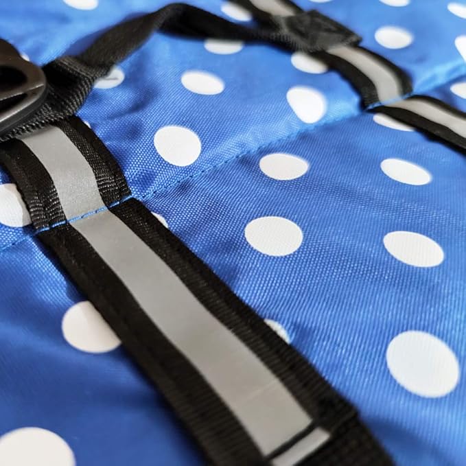 Dog Life Jacket Easy-Fit Adjustable Belt Pet Saver Swimming Safety Swimsuit Preserver with Reflective Stripes for Doggie (L, Speckle and Blue)