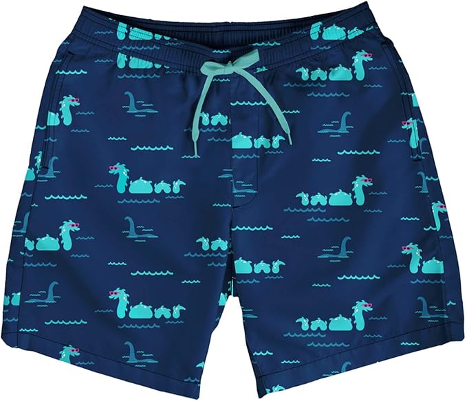 Tipsy Elves Men's Stretch Swim Trunks 7 Inch Inseam 4-Way Stretch with Mesh Liner - Quick-Dry Funny Swimwear Bathing Suit