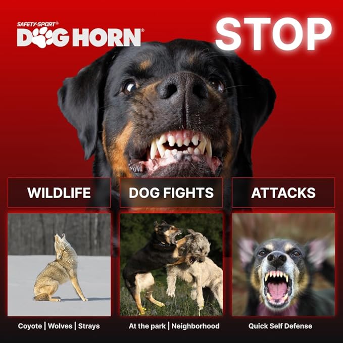 DogHorn XL (2 PK) - Air Horn for Dogs. Stop Aggressive Dogs! Scare Coyotes Bear & Wild Animals! Effective Training Tool & Outdoor Safety Alarm for Hiking Biking Camping Boating & More! (Pack of 2)