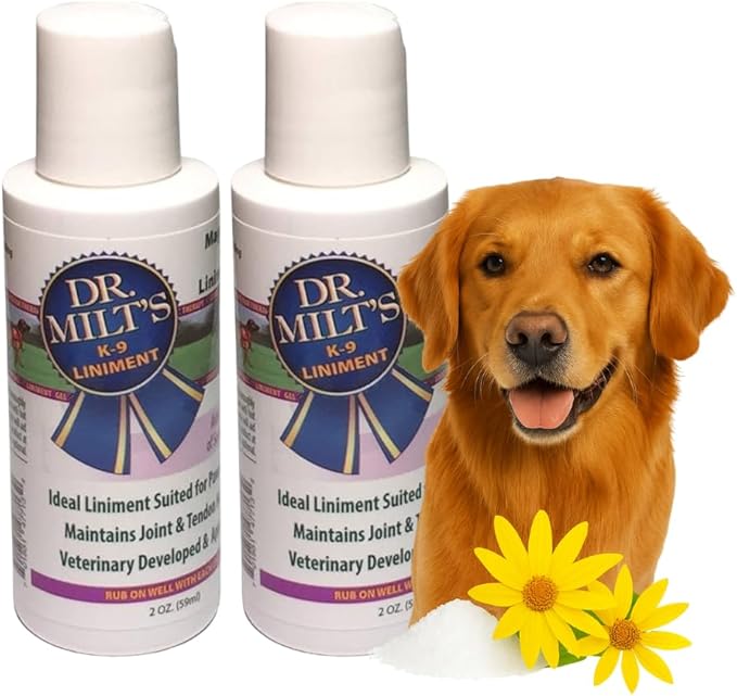 Dr. Milt's Dog Hip and Joint Pain Relief Gel, Topical Magnesium Sulfate & Arnica Ointment. Reduces Inflammation, Lessens Tenderness and Alleviates Nervousness. 2 Pack - 2oz Gel