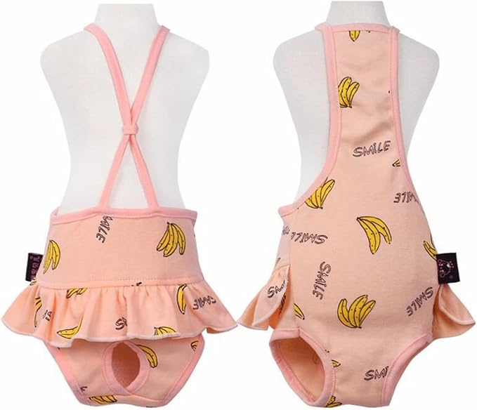 2 Pieces Dog Diaper with Suspender Washable Sanitary Pantie Reusable Puppy Sanitary Pants Cute Pet Underwear Diapers Jumpsuits for Small Female Dogs Girl in Heat Period (M)