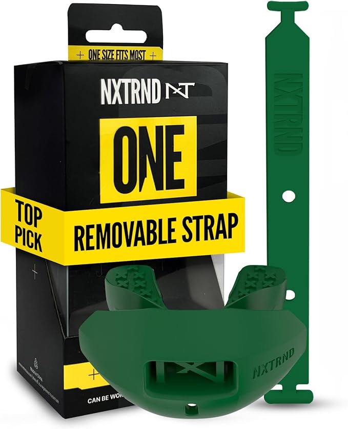 Nxtrnd One Football Mouth Guard, Strap Included, Fits Adult & Youth (Dark Green)