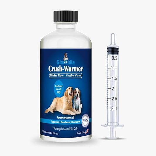 No More Worms in Dogs - Say Good Bye to Worms in Dogs -Dewormer for Dogs and Puppies - 120mls Chicken Flavour with 3ml