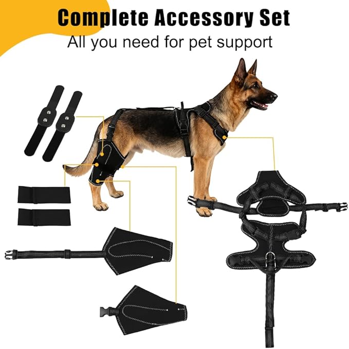 Vivifying Dog Hip & Leg Support Harness for Mobility Assistance, Adjustable Rear Leg Brace with Lift Handle for Injured or Senior Dogs, Joint Stabilizing Hind Leg Support for Walking, Recovery (L)