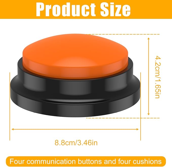 4Pcs Dog Buttons for Communication Voice, Recording Button Dogs for Words Talking and Answer, Buttons Personalized Sound Answering Buzzer Best Toys fit Dog Tranning(4pcs-red)