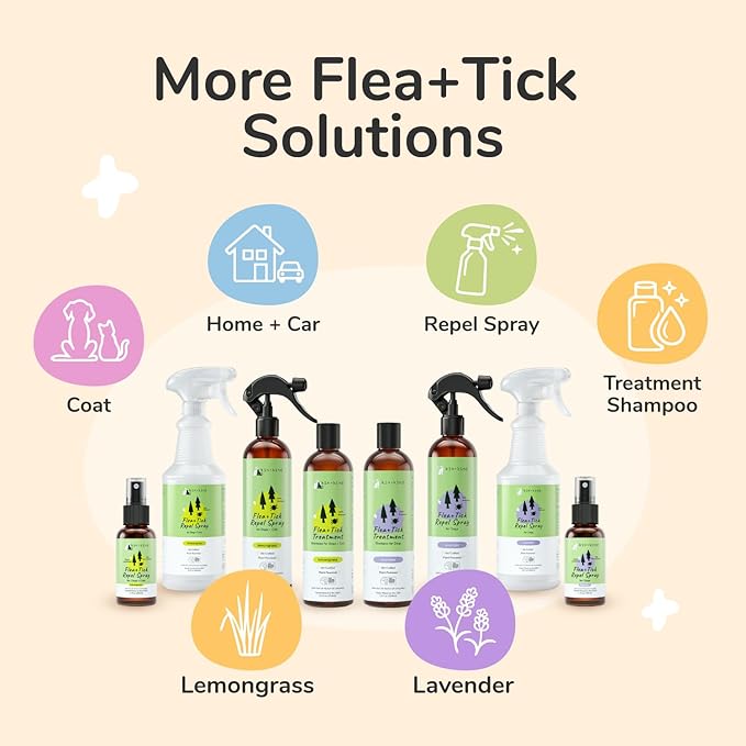 kin+kind Cat & Dog Shampoo Flea and Tick Vet Formulated - Natural Flea and Tick Prevention for Dogs - Plant Powered Shampoo w/Coconut & Olive Oil - Pet Supplies - Lemon Grass - Made in USA 12 fl oz