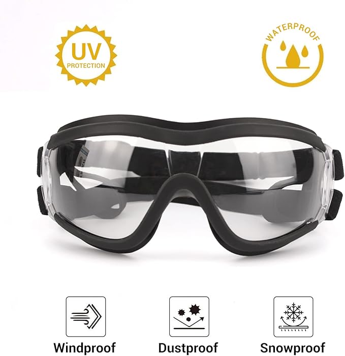PETLESO Dog Goggles Large Breed, Large Dog Sunglasses Eye Protection for Dogs Windproof Goggles for Medium Large Dog Riding Biking Driving, Clear