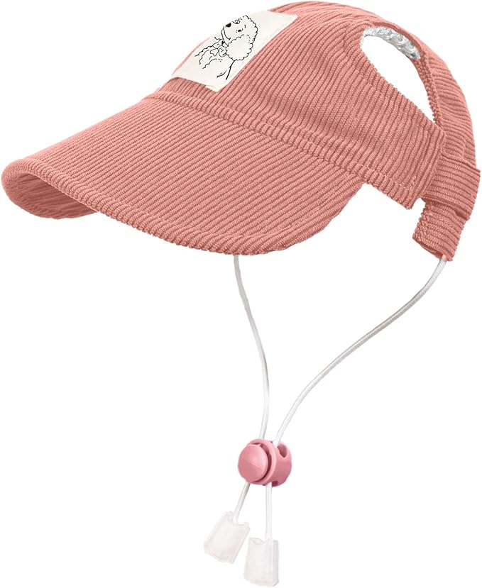 Pet Dog Baseball Cap, Cat Hat, Cat Dog Sun Cap with Ear Holes, Adjustable Puppy Outdoor Sun Hat (Pink, X-Small)