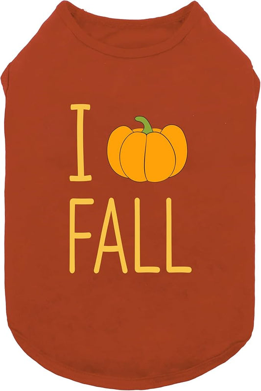Fitwarm I Love Fall Dog Shirt, Thanksgiving Outfit for Small Dogs Boy Girl, Pet Clothes, Brown, Orange, Yellow, Large
