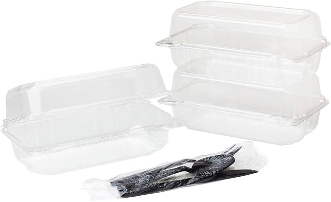 Karat Clamshell Take Out Food Containers [9"x5" - 250 ct] Durable, Stackable, Crack-Resistant To Go Boxes | Clear