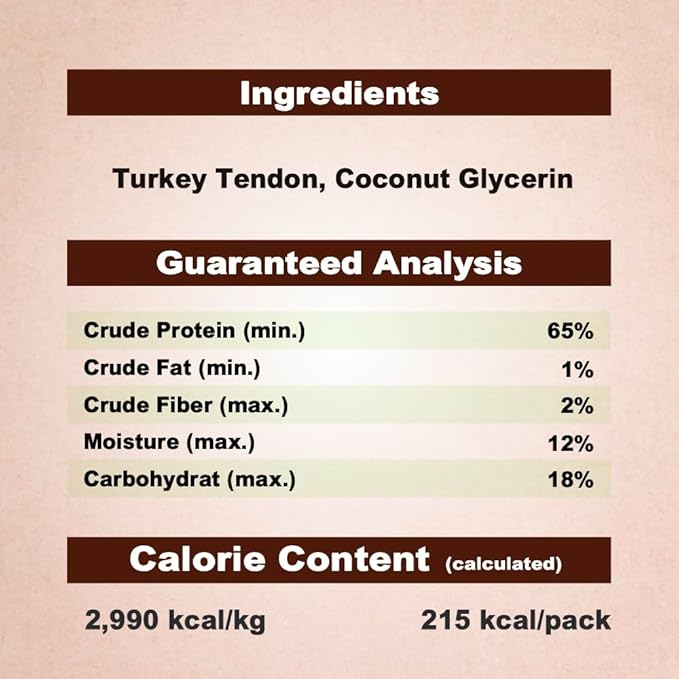 A Freschi srl Turkey Tendons for Dogs, USA-Sourced, Healthy Dog Treats, Rawhide-Free Puppy Chews, Long Lasting, All Natural, Hypoallergenic Dog Treats for Small Breeds, 6 Count Pack Bone (S)