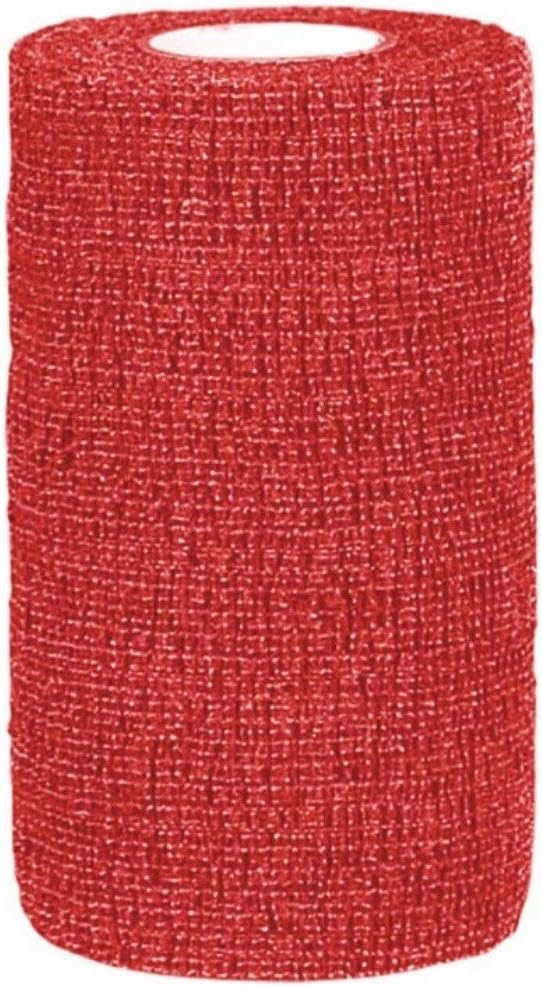 Dura-Tech Vet Flex Red Bandage First Aid Wrap | for Horses, Dogs and Others | Self-Adhesive Cohesive Tape | 4” Wide and 5 Yards of Length | Package of 18 Rolls