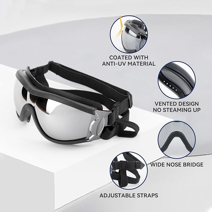 NAMSAN Dog Goggles Small Breed, Anti-UV Sunglasses for Dogs Small Breeds, Windproof Driving Dog Eye Protection, Puppy Glasses with Elastic Straps, Adjustable, Black