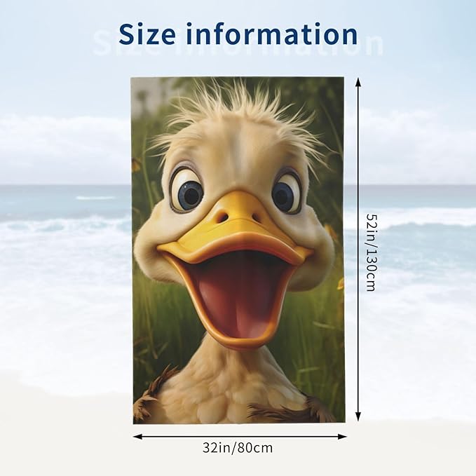 Duckling Beach Towel Animal Duck Sand-Free Microfiber Bath Towel Ultra Soft Quick Dry Pool Towel Absorbent Towel Lightweight Towel for Outdoor Bathroom Swimming Decor 31inx51in