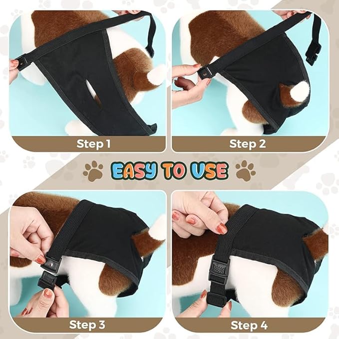 2PCS Dog Pants with 6 Replace Diaper Breathable Washable Sanitary Pads Female Dog Diapers (Black+Beige 2XL)