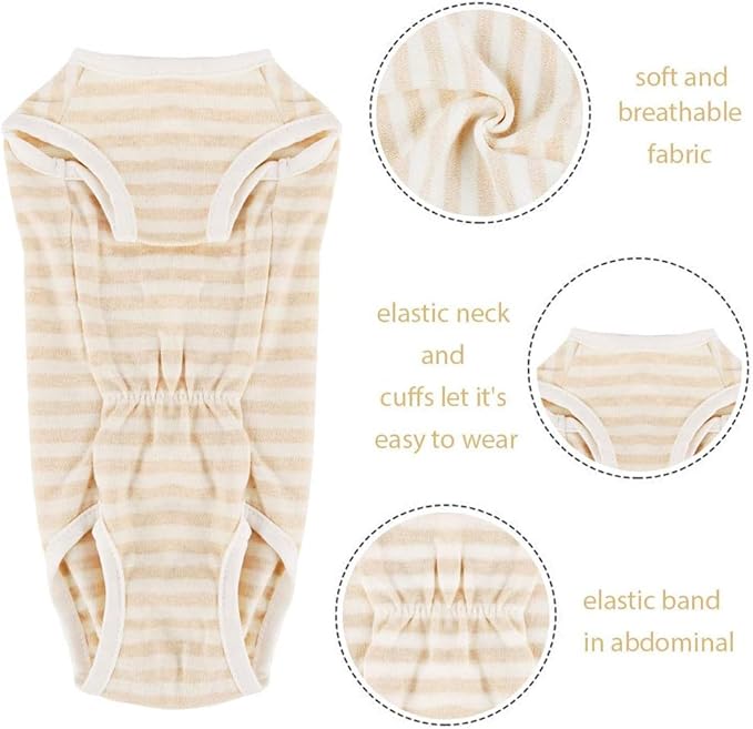 Dog Diapers Period Suit for Female Dog Sanitary Panties in Heat to Keep Diaper On for Small Medium Dogs (S(Back Girth:10.2",Chest Girth:14.9"), Yellow Stripe)