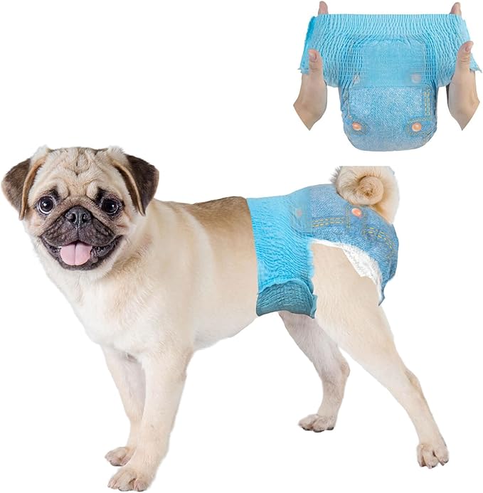 Dono Dog Diapers Female-(10-60Pcs),Disposable Pull Up Stretchy Waist Wraps for Female Puppy Dogs in Heat Period Diapers, Super Absorbent 360° Leak-Proof Doggie Training Incontinence, S 10PCS