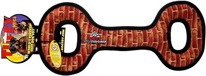 TUFFY - World's Tuffest Soft Dog Toy - MEGA -Multiple Layers. Made Durable, Strong & Tough. Interactive Play (Tug, Toss & Fetch). Machine Washable & Floats (Tug Oval Brick, Large 2 Pack)
