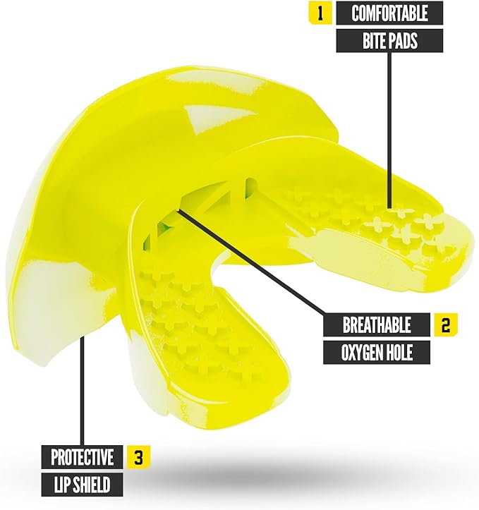 Nxtrnd One Football Mouth Guard, Strap Included, Fits Adult & Youth (Neon Yellow)