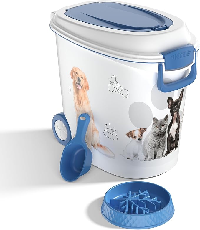 Vixzen Food Storage Container, Resin Material Dog Food Storage Container with Scoop and Wheels, Ideal Pet Food Storage Containers for Dogs