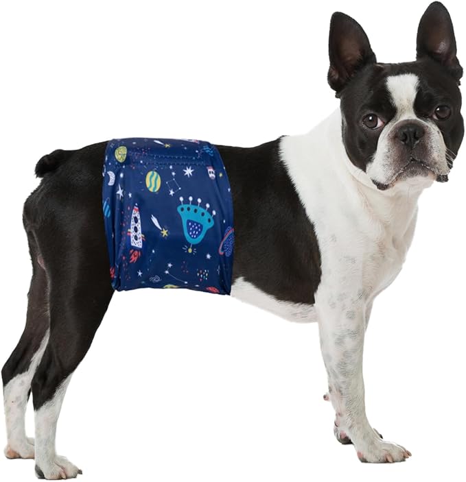 Pet Soft Dog Belly Band - 3 Packs Reusable Dog Diapers Male Doggy Diapers Wraps - Washable Dogs Belly Bands for Male Dogs (Starry Sky, XS)