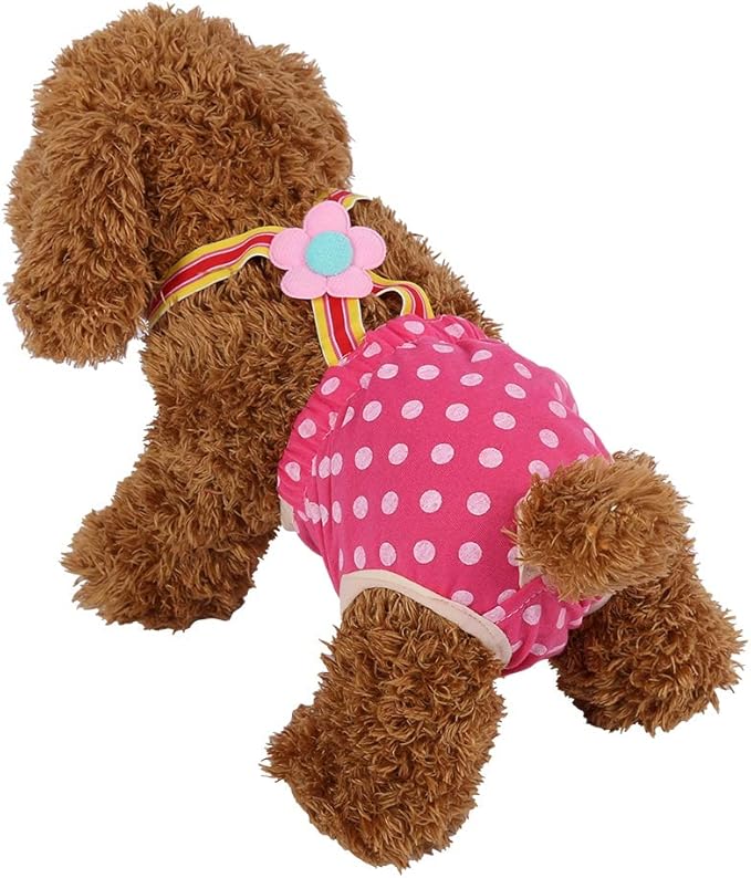 Dog Sanitary Pants, 6 Sizes Female Dog Doggy Puppy Diaper Nappy Physiological Sanitary Briefs Menstrual Suspender Underwear Pants for Small Medium Pet Dogs(XS)