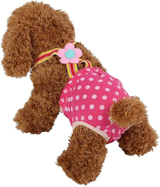Dog Sanitary Pants, 6 Sizes Female Dog Doggy Puppy Diaper Nappy Physiological Sanitary Briefs Menstrual Suspender Underwear Pants for Small Medium Pet Dogs(XS)