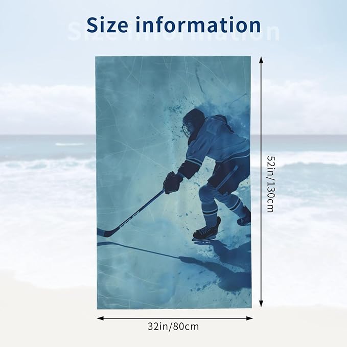 Hockey Beach Towel Sports Sand-Free Microfiber Bath Towel Ultra Soft Quick Dry Pool Towel Absorbent Towel Lightweight Towel for Outdoor Bathroom Swimming Decor 31inx51in
