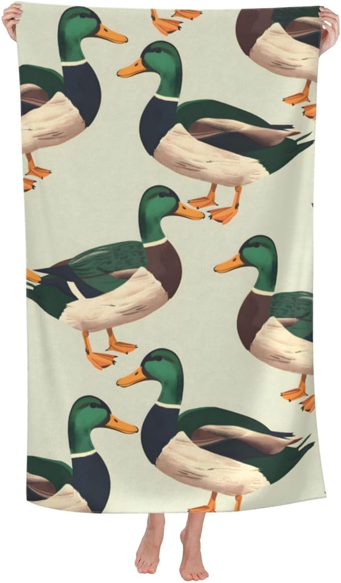 Mallard Duck Beach Towel 31inx51in, Animal Sand-Free Microfiber Bath Towel Ultra Soft Quick Dry Pool Towel Absorbent Towel Lightweight Towel for Swimming Bathroom Decor