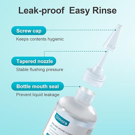 Dimora Skin and Wound Cleanser, OTC First Aid Antiseptic Cleanser,Moistening Absorbent Antibacterial Wound Dressings for Cuts, Abrasions, Lacerations, Burns, Skin Cleansing and Rinsing -2×8oz (16oz)
