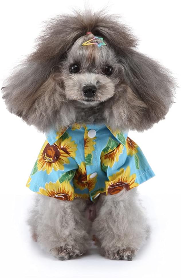Tangpan Summer Pet Daisy Hawaiian Beach Plaid Print Shirts Clothes for Dog S06 Green S