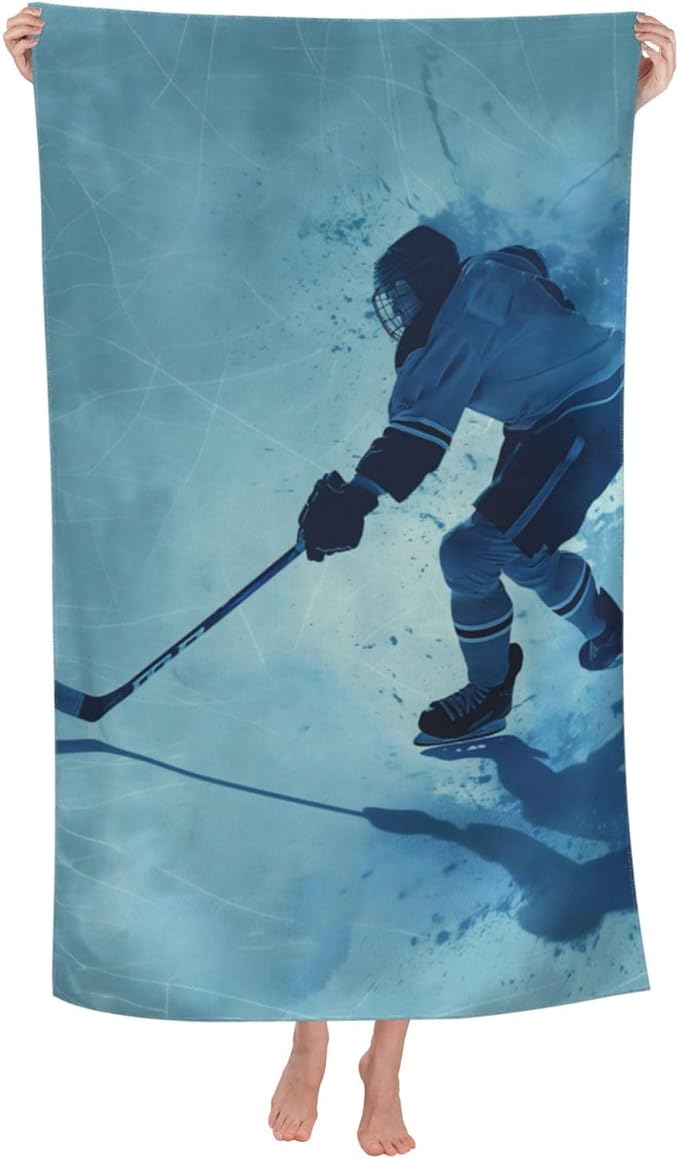 Hockey Beach Towel Sports Sand-Free Microfiber Bath Towel Ultra Soft Quick Dry Pool Towel Absorbent Towel Lightweight Towel for Outdoor Bathroom Swimming Decor 31inx51in