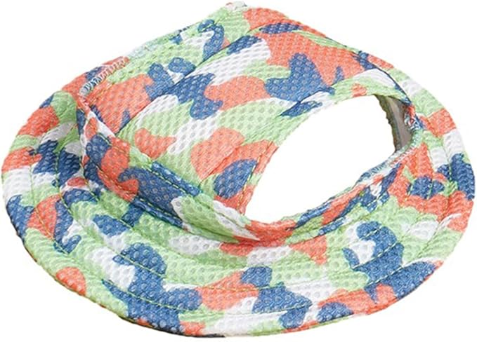 Round Brim Princess Hat Visor Hat Pet Dog Mesh Porous Sun Hat with Ear Holes for Small, Extra Small Dog Teddy, Pug, Chihuahua, Shih Tzu, Yorkshire Terriers, Papillon Z-1-armygreen M