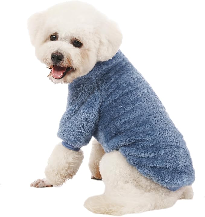 Dog Sweater, 3 Pack Dog Sweaters for Small Dogs, Dog Clothes for Small Dogs Girl Boy, Ultra Soft and Warm Puppy Sweater Dog Coat for Winter Christmas (S, Blue+Lt Coffee+Dark Grey)