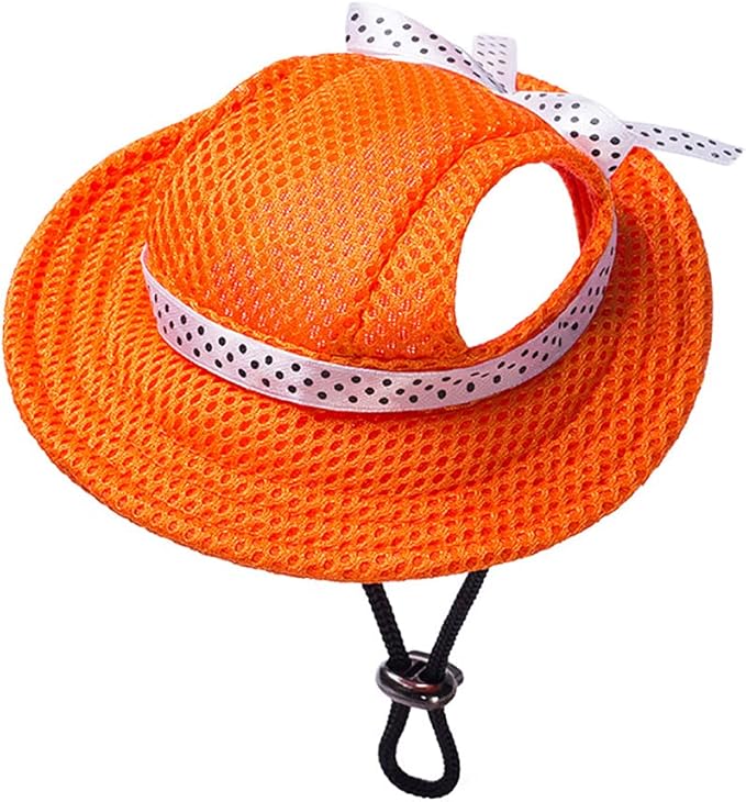 Round Brim Princess Hat Visor Hat Pet Dog Mesh Porous Sun Hat with Ear Holes for Small, Extra Small Dog Teddy, Pug, Chihuahua, Shih Tzu, Yorkshire Terriers, Papillon S