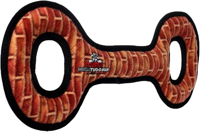 TUFFY - World's Tuffest Soft Dog Toy - MEGA -Multiple Layers. Made Durable, Strong & Tough. Interactive Play (Tug, Toss & Fetch). Machine Washable & Floats (Tug Oval Brick, Large 2 Pack)