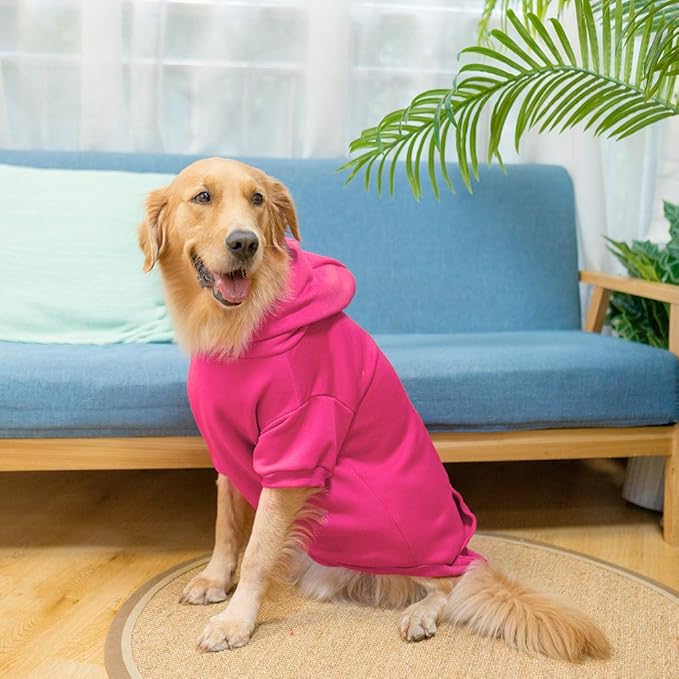 KOOLTAIL Dog Hoodie for Large Medium Small Dogs, Soft&Warm Pet Sweater with Leash Hole and Pocket Boy Girl,Puppy Fall Winter Jacket Clothes,French Pitbull Cold Weather Coat Sweatshirt,Deep Pink XL