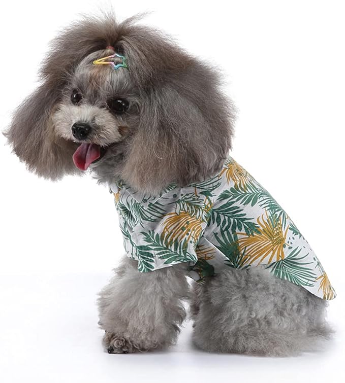 Tangpan Summer Pet Daisy Hawaiian Beach Plaid Print Shirts Clothes for Dog S05 White L