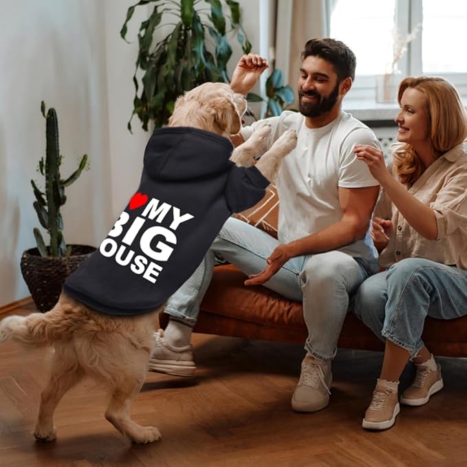 GreenJoy Dog Sweater Dog Hoodie Cold Weather Coat Hooded Sweatshirt for Puppies,Cats, Small Medium Large Dogs (Black(House), Large)