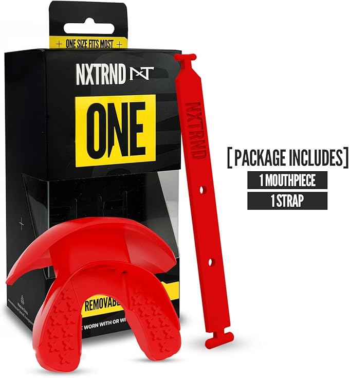 Nxtrnd One Football Mouth Guard, Strap Included, Fits Adult & Youth (Red)