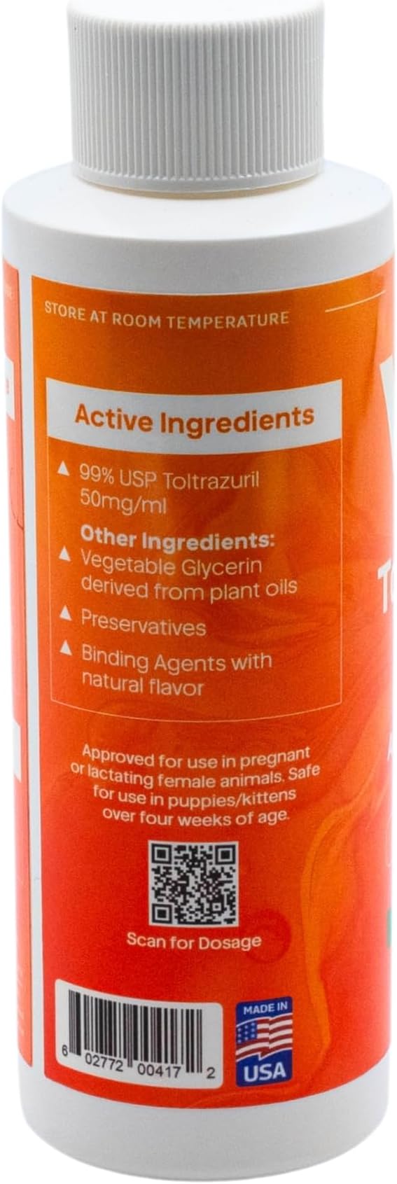 Toltrazuril 5.0% for Horses, Dogs, Cats, 120mL/4 Ounce, for Non-Food Chain Animals, Alfalfa